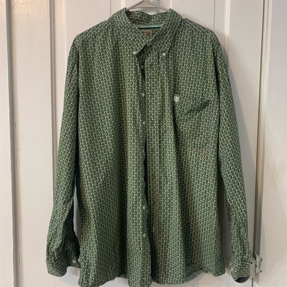 Cinch Green Geometric Men's Shirt